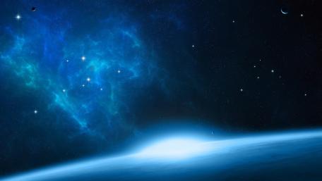 Blue outer space wallpaper