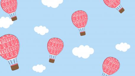 Hot Air Balloons in Blue Sky wallpaper