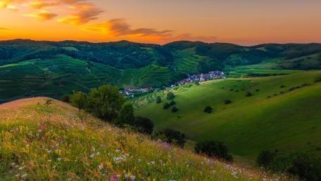 Serene Valley at Sunset in 4K Quality wallpaper