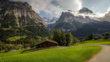 Serene Cottage in the Majestic Alps wallpaper
