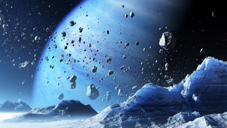 Blue Planet and Meteor Oasis wallpaper