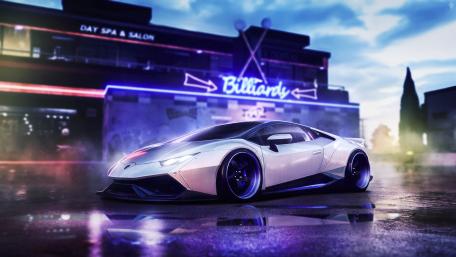Sleek Lamborghini Huracan on Wet Urban Streets wallpaper