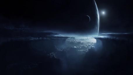 Mystic Planets Over Tranquil Waters wallpaper