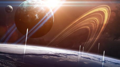 Saturn's Rings and Earthly Horizons   wallpaper