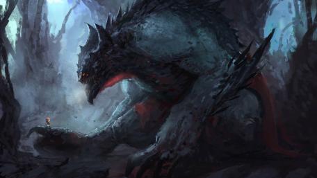Monster with a little girl wallpaper
