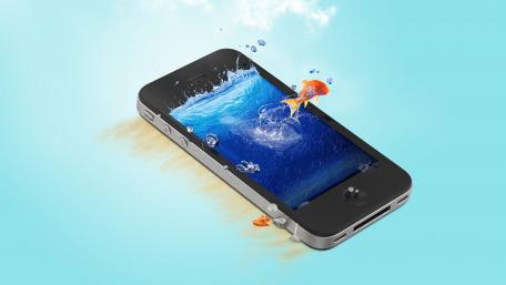 Surreal Smartphone Goldfish Wallpaper wallpaper