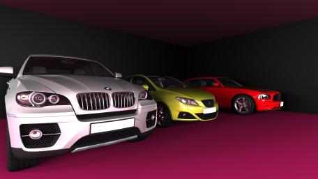Sleek Cars in a Modern Setting wallpaper