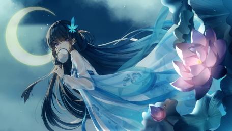 Lunar Blossom Embrace wallpaper
