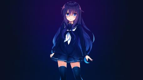 Anime Schoolgirl in Midnight Blue wallpaper