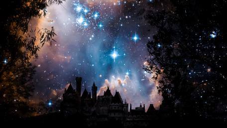 Starry Night Over Enchanted Castle wallpaper