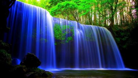 Majestic Forest Waterfall wallpaper