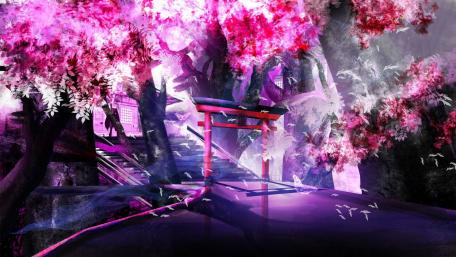Mystical Sakura Gateway wallpaper