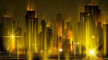 Golden Skyscraper Fantasy Cityscape wallpaper