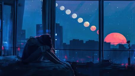 Girl alone in the city wallpaper