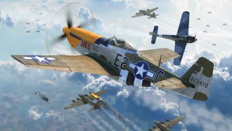 P51 Mustangs Dominating the Skies wallpaper