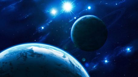 Celestial Harmony of Blue Planets wallpaper