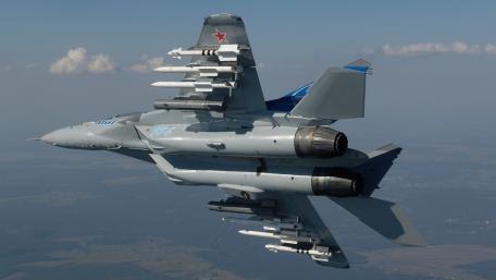 Sleek Power of the MiG-35 Military Aircraft wallpaper