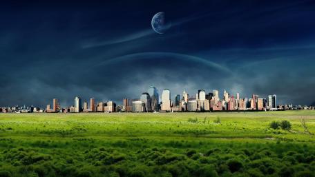Ethereal City Beneath the Moonlight wallpaper