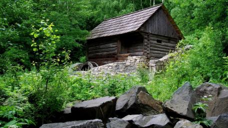 Serene Cottage Surrounded by Nature's Beauty wallpaper