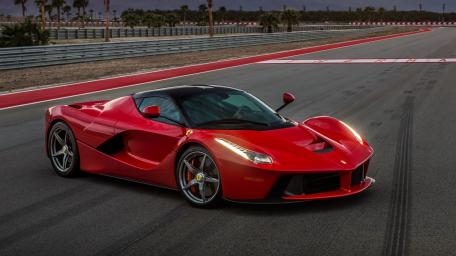 Sleek Red Ferrari LaFerrari on the Track wallpaper