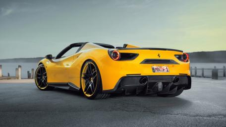 Vibrant Yellow Ferrari 488 in Stunning Landscape wallpaper