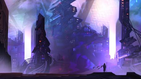 Futuristic Cityscape at Dusk wallpaper