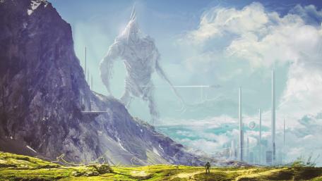Majestic Giant Defending Mountain Realms wallpaper