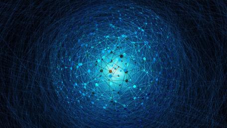 Electric Blue Sphere in Digital Web wallpaper