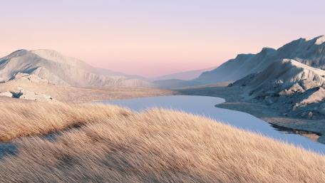 Digital landscape of mountains wallpaper