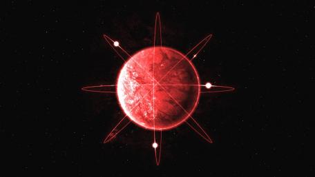 Mystical Red Planet in Cosmic Chaos wallpaper