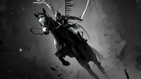 Samurai riding on a horse wallpaper