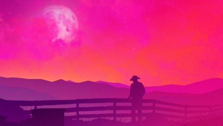Cowboy's Solitary Moonlit Dream wallpaper