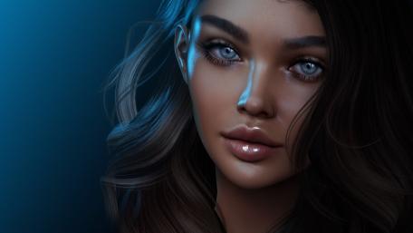 Mystic Beauty in Blue Shadow wallpaper