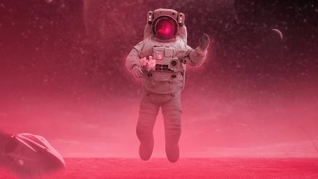 Astronaut floating in space wallpaper