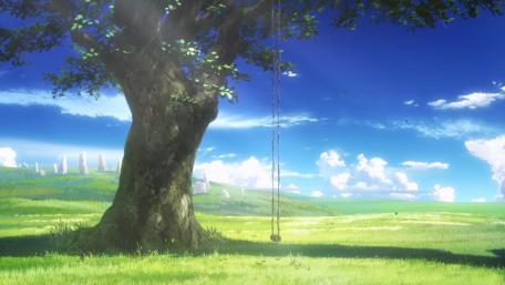 Serene Anime Landscape with Swing wallpaper