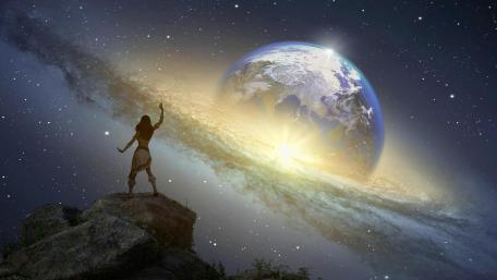 Futuristic Vision of Earth in Cosmic Splendor wallpaper