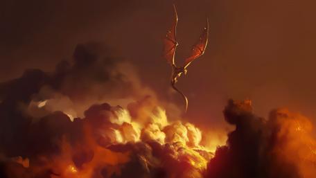 Majestic Dragon Above Smoky Skies wallpaper