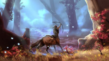Mystical Centaur Archer in Enchanted Forest wallpaper