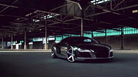 Sleek Audi R8 in an Industrial Setting wallpaper