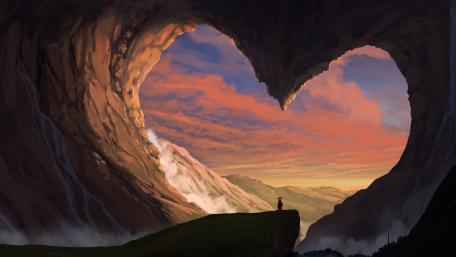 Heart shaped cave artwork wallpaper