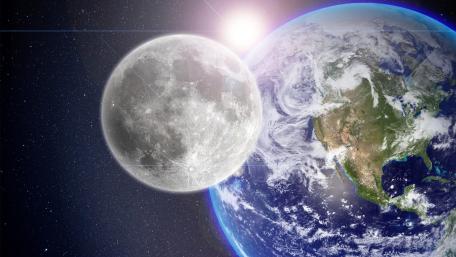 Celestial Harmony with Earth and Moon wallpaper