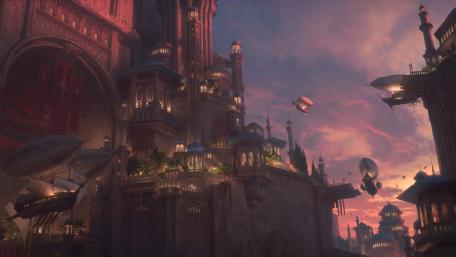 Airships Over Steampunk City wallpaper