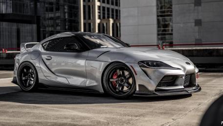 Silver Toyota Supra MK5 Speedster on City Streets wallpaper