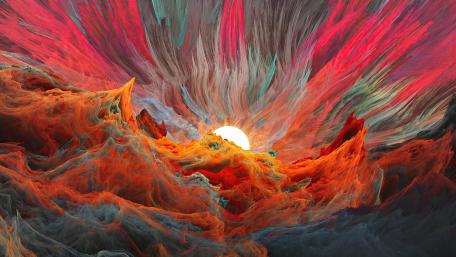 Sunset behind the waves wallpaper