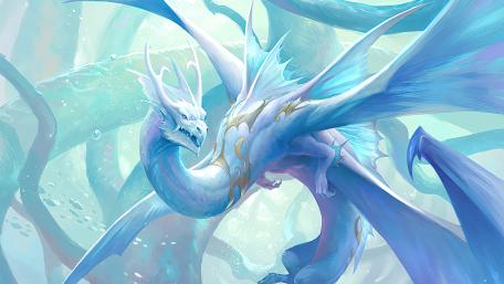 Majestic Ice Dragon in Flight wallpaper