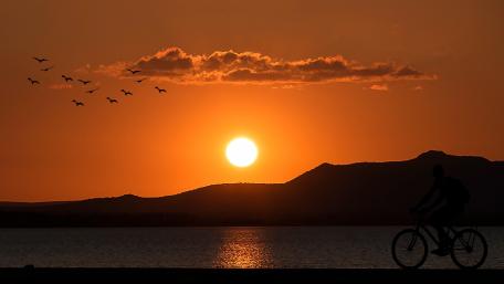 Sunset Serenity with a Bicycle Ride wallpaper