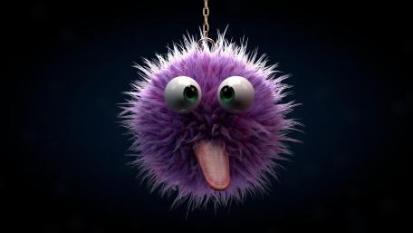 Fluffy Purple Creature Sticking Out Tongue wallpaper