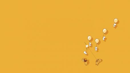 Balloons and Birds on a Whimsy Flight wallpaper