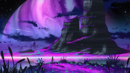 Mystical Twilight Butte Rising to the Stars wallpaper