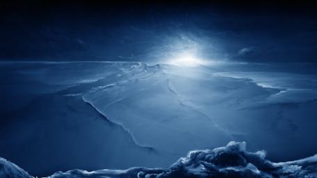 Serene Blue Horizon in Fantasy Landscape wallpaper